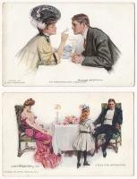 12 db RÉGI motívum képeslap: amerikai hölgyek / 12 pre-1945 motive postcards: American ladies