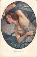 Tänzerin / Táncosnő / Dancer. Gently erotic lady art postcard. P.G.W.I. 508-4. s: Alfred Offner (kopott sarkak / worn corners)