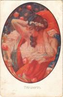 Tänzerin / Táncosnő / Dancer. Gently erotic lady art postcard. P.G.W.I. 508-1. s: Alfred Offner (EM)