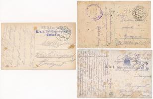 15 db RÉGI katonai művész motívumlap, több hátoldalán tábori bélyegzések / 15 pre-1945 military art ...