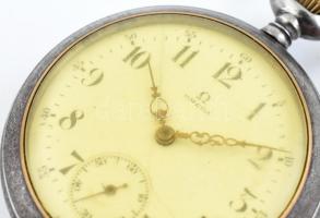 Omega zsebóra, jelzett tok, jelzett szerkezet, sérült számlap. Tisztításra szorul d: 50 mm
