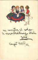 1918 Magyar folklór művészlap. Rigler R.J.E. / Hungarian folklore art postcard (EK)