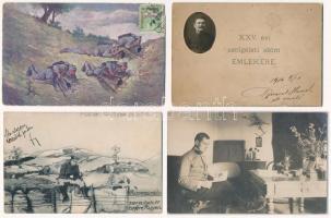 7 db RÉGI első világháborús katonai képeslap és fotó + 1 db szolgálati idő emlékére / 8 pre-1945 WWI military postcards and photos