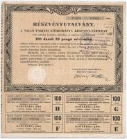 Budapest 1946. "A Salgó-Tarjáni Kőszénbánya Részvény-Társulat" részvényutalványa huszonöt ...