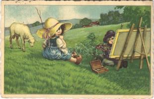 1927 Children art postcard, painting. C.C.M. 2420. (fa)