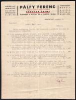 1946 Pálffy műbútorasztalos árajánlata autográf aláírással