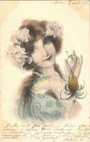 1902 Lady art postcard. M. M. Vienne (fl)