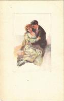 Italian lady art postcard, romantic couple. Anna & Gasparini 488-3.