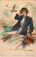 Wanted-A First Mate Lady art postcard. The Knapp Co. H. Import No. 307-3. s: Lester Ralph (EK)