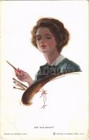 1914 Art and Beauty Lady art postcard, painter. Reinthal & Newman No. 401. s: Harrison Fisher (EB)