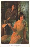 1923 Love Signal - I Love Another Lady art postcard, romantic couple. Reinthal & Newman No. 456. s: Alfred James Dewey (EK)