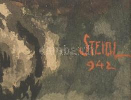 Szőnyi (Steidl) Jenő: .Női portré. Akvarell, papír, jelzett, üvegezett, kissé sérült keretben 23x14 ...