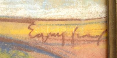 Egry József jelzéssel: Vízparti fények. Pasztell, papír, sérült. Üvegezett, sérült fa keretben. 46,5...