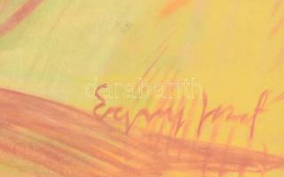 Egry József jelzéssel: Vízparti táj. Pasztell, papír, sérült. Üvegezett, sérült fa keretben. 32,5x46...