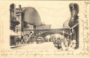 1899 Berlin, Am Bahnhof Friedrichstrasse / railway station, elevated railway, horse-drawn carriages (EK)