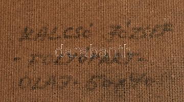 Kalcsó József (1952-): Folyópart. Olaj, farost, jelzett, hátoldalán autográf felirattal, fa keretben...