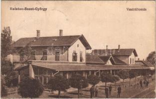 1920 Balatonszentgyörgy, vasútállomás. Vasúti levelezőlapárusítás 4370.