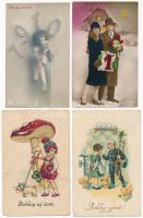 7 db RÉGI újévi üdvözlő motívum képeslap / 7 pre-1945 New Year greeting motive postcards