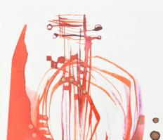 Krnács Ágota (1976-): Olaszrizling, 2005. Akvarell, papír, jelzett. Üvegezett klipsz keretben. 13x9,...