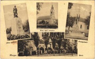 Horgos, Hősi emlékmű, zárda, országzászló, Római katolikus templom / military heroes statue, nunnery, Hungarian flag, church (EK)