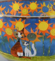 Rosina Wachtmeister, Goebel - Nagyméretű üvegtál, szájperemén apró csorba, jelzett. Cicák és macskák...