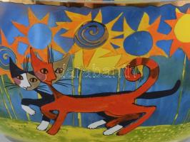 Rosina Wachtmeister, Goebel - Nagyméretű üvegtál, szájperemén apró csorba, jelzett. Cicák és macskák...