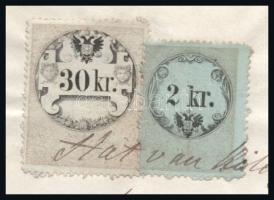 1869 Révfalu, nyugta 30+2 kr okmánybélyeggel