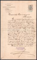 1891 Magyar Királyi Államvasutak levele téves anyakönyvezés ügyében 15 kr okmánybélyeggel