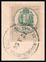 1891 Magyar Királyi Államvasutak levele téves anyakönyvezés ügyében 15 kr okmánybélyeggel