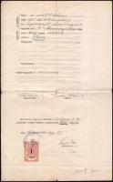 1911 Bp., Születési anyakönyvi kivonat Fischer Poldi izraelita vallású egyén számára, okmánybélyegge...