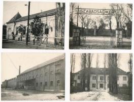 1950 Nagykálló, MDP székház, dohánybeváltó, gazdasági iskola, Szabadság-kert - 4 db kis alakú fotó / 4 photos (11,5 x 8,5 cm)