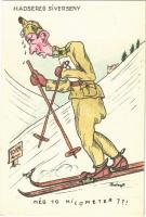 Hadsereg síverseny. Még 10 kilométer??!... Második világháborús magyar katonai humor, síelés / WWII Hungarian military humour, skiing s: Balogh