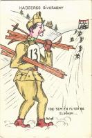 Hadsereg síverseny. Ide sem én futok be elsőnek... Második világháborús magyar katonai humor, síelés / WWII Hungarian military humour, skiing s: Balogh