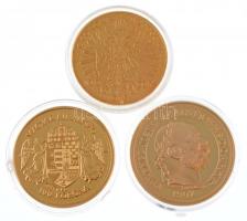 1907. 100K "Ferenc József Megkoronázásának Negyvenedik Évfordulójára" aranyozott fém utánv...