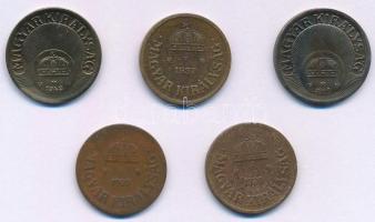 1929-1937. 2f Br (3xklf) + 1940-1942. 10f Cu-Ni (2xklf) "sherardírozott" T:1--3