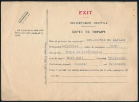 1939 Be- és kiszállókártya Olaszország-Egyiptom között a Milwaukee hajóhoz