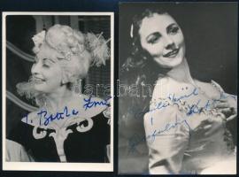 Bottka Zsuzsa (1926-) színésznő és Cséfalvay Katalin (1930-) énekesnő, színésznő aláírása az őket ábrázoló fotókon