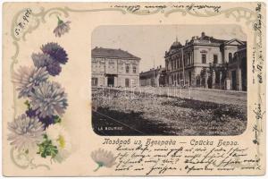 1901 Belgrade, Beograd; Serbian Stock Exchange. Art Nouveau, floral, litho (Rb)