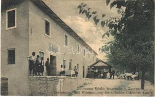 1912 Lastva, Delicatessen und Weinhandlung der Gebrüder Celovic / shop and wine hall (Rb)