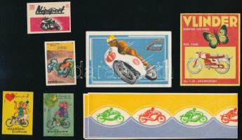 9 db gyufa és konzervcímke motorkerékpárokról