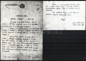 1944 Fénymásolt rendőrségi jelentés, feltételezhetően Fürst Sándor (1903-1932) sógornőjének megfigyeléséről