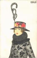 Art Nouveau fashion lady. B.K.W.I. 481-5. s: Mela Koehler (EK)