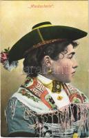 Miesbacherin. Oberbayr. Trachten (Miesbacher Tracht) / German folklore, lady from Miesbach
