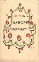 Boldog Karácsonyi Ünnepeket! / Christmas children greeting. M. Munk Vienne Nr. 1160. s: P. Ebner