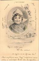 Children art postcard, girl. B.K.W.I. 389-2. (vágott / cut)
