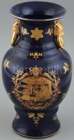 Limoges porcelán váza, Aranyozott, kék festéssel. Jelzett, minimális kopással m: 25 cm
