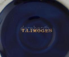 Limoges porcelán váza, Aranyozott, kék festéssel. Jelzett, minimális kopással m: 25 cm