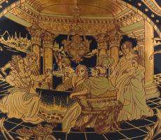 Limoges porcelán váza, Aranyozott, kék festéssel. Jelzett, minimális kopással m: 24,5 cm