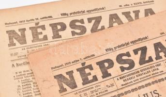 1919 Vegyes papírrégiség tétel, 8 db klf kiadvány, 2 db Népszava, 4 db képeslap, stb