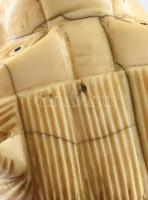 Csont nyelű sétapálca
Dúsan faragott ébenfa, fém és csont. Fogóján oroszlánfej, szájában gazellával...